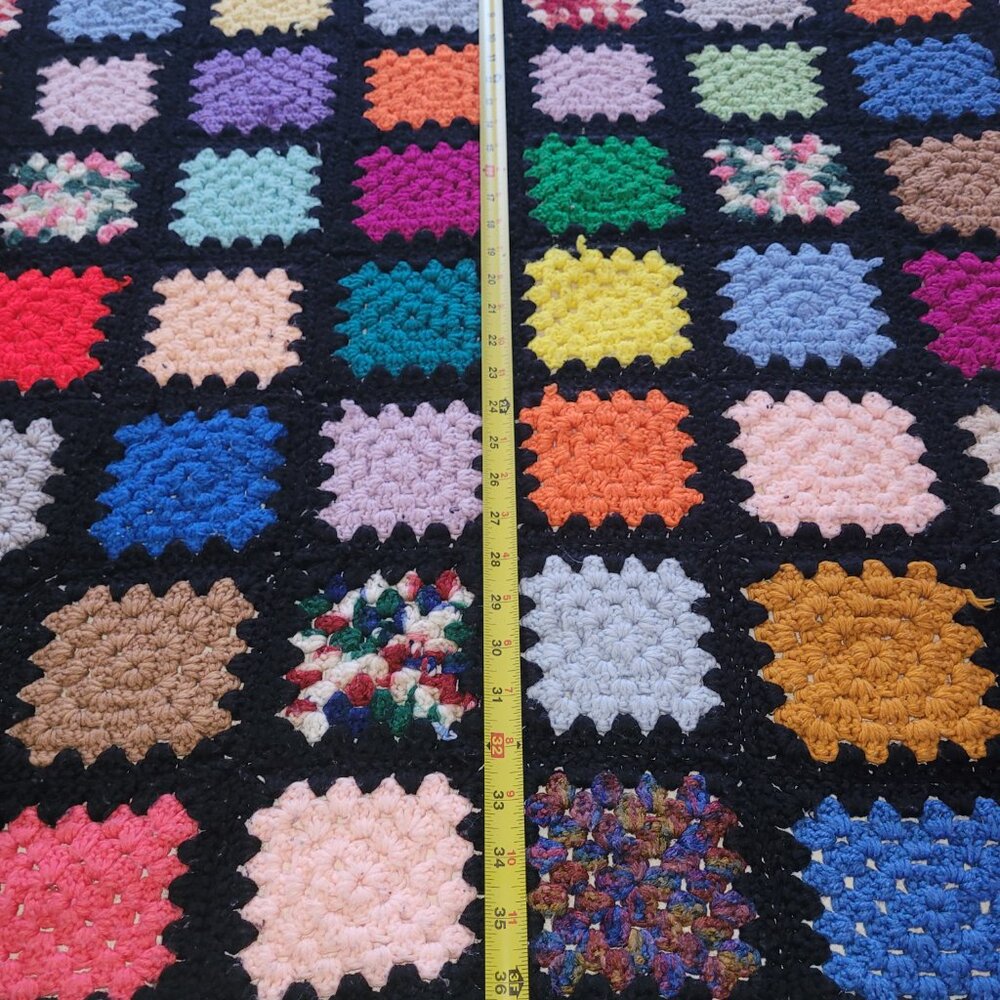Vintage Crochet Handmade Afghan Granny Square Throw Blanket - Picture 9 of 11